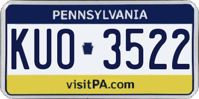 PA license plate KUO3522