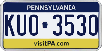 PA license plate KUO3530