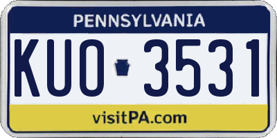 PA license plate KUO3531