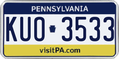 PA license plate KUO3533