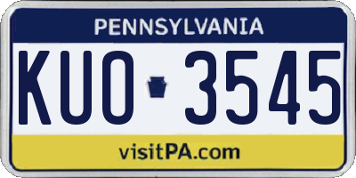 PA license plate KUO3545