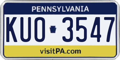 PA license plate KUO3547