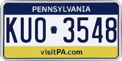 PA license plate KUO3548