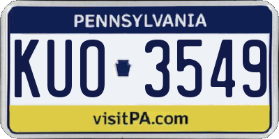 PA license plate KUO3549
