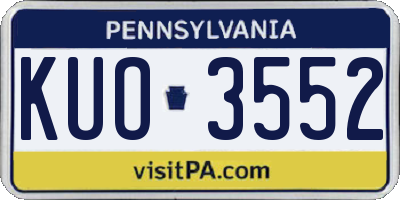 PA license plate KUO3552