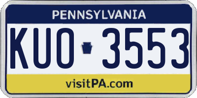 PA license plate KUO3553