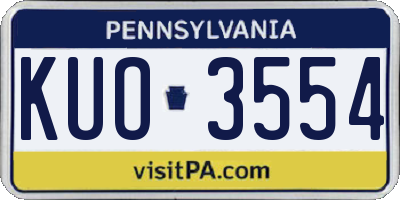 PA license plate KUO3554