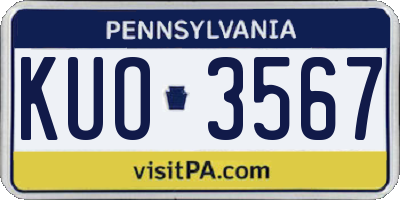 PA license plate KUO3567