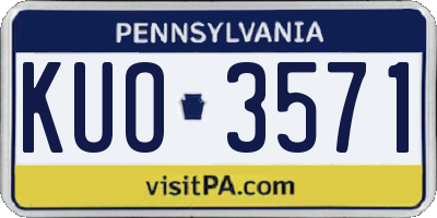 PA license plate KUO3571