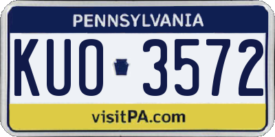 PA license plate KUO3572
