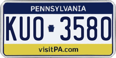 PA license plate KUO3580