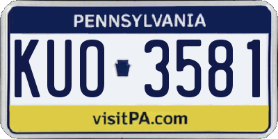 PA license plate KUO3581