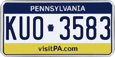 PA license plate KUO3583