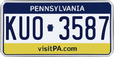 PA license plate KUO3587