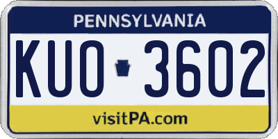 PA license plate KUO3602
