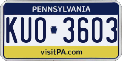 PA license plate KUO3603