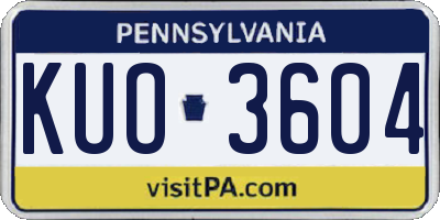 PA license plate KUO3604