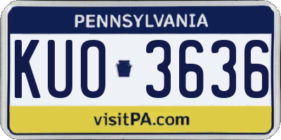 PA license plate KUO3636