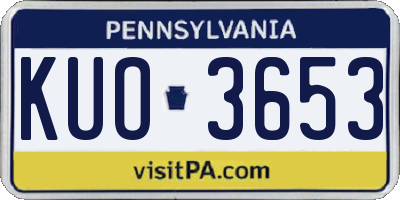 PA license plate KUO3653