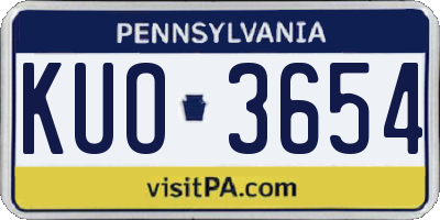 PA license plate KUO3654