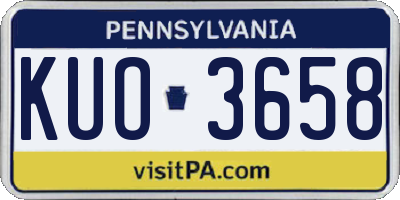 PA license plate KUO3658