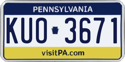 PA license plate KUO3671