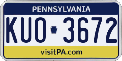 PA license plate KUO3672