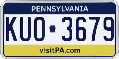 PA license plate KUO3679