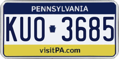 PA license plate KUO3685