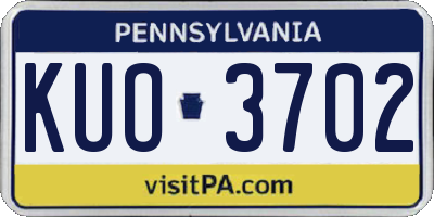 PA license plate KUO3702