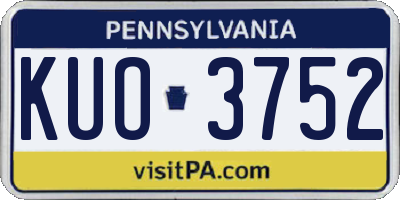 PA license plate KUO3752
