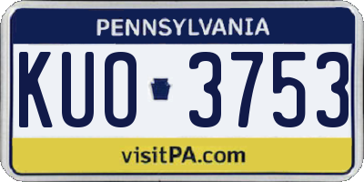 PA license plate KUO3753