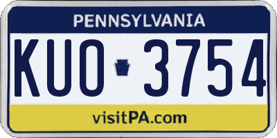 PA license plate KUO3754