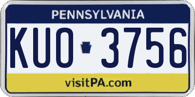 PA license plate KUO3756