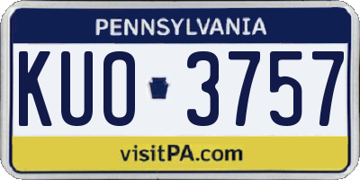 PA license plate KUO3757