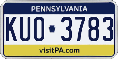 PA license plate KUO3783