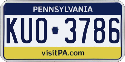 PA license plate KUO3786