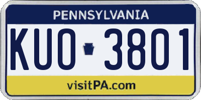 PA license plate KUO3801