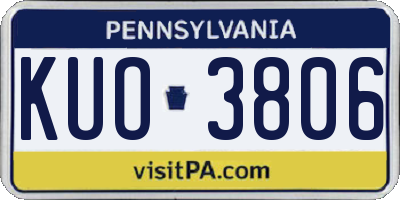 PA license plate KUO3806
