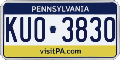 PA license plate KUO3830
