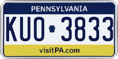 PA license plate KUO3833