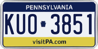 PA license plate KUO3851