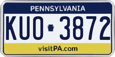 PA license plate KUO3872