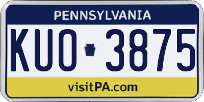 PA license plate KUO3875