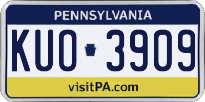 PA license plate KUO3909