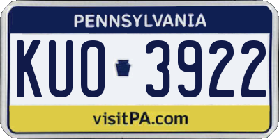 PA license plate KUO3922