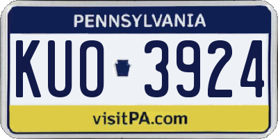 PA license plate KUO3924