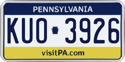 PA license plate KUO3926