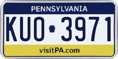 PA license plate KUO3971