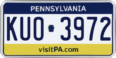 PA license plate KUO3972